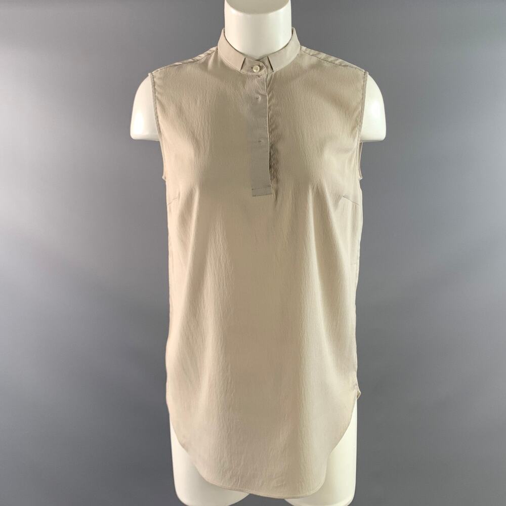 BRUNELLO CUCINELLI Size M Grey Light Grey Silk Blend Sleeveless Casual Top
